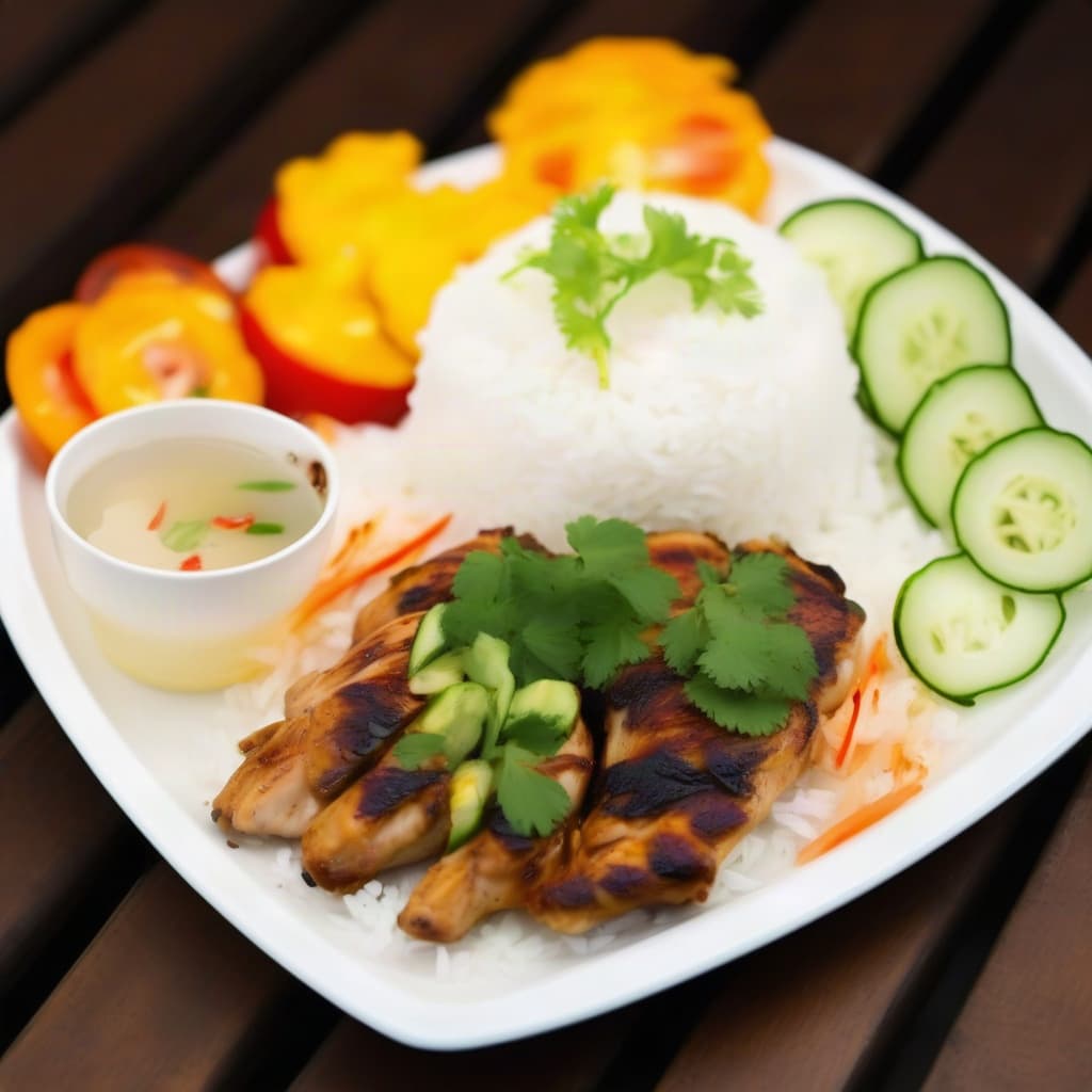 Grilled Chicken with Steamed Rice (Cơm Thịt Nướng)