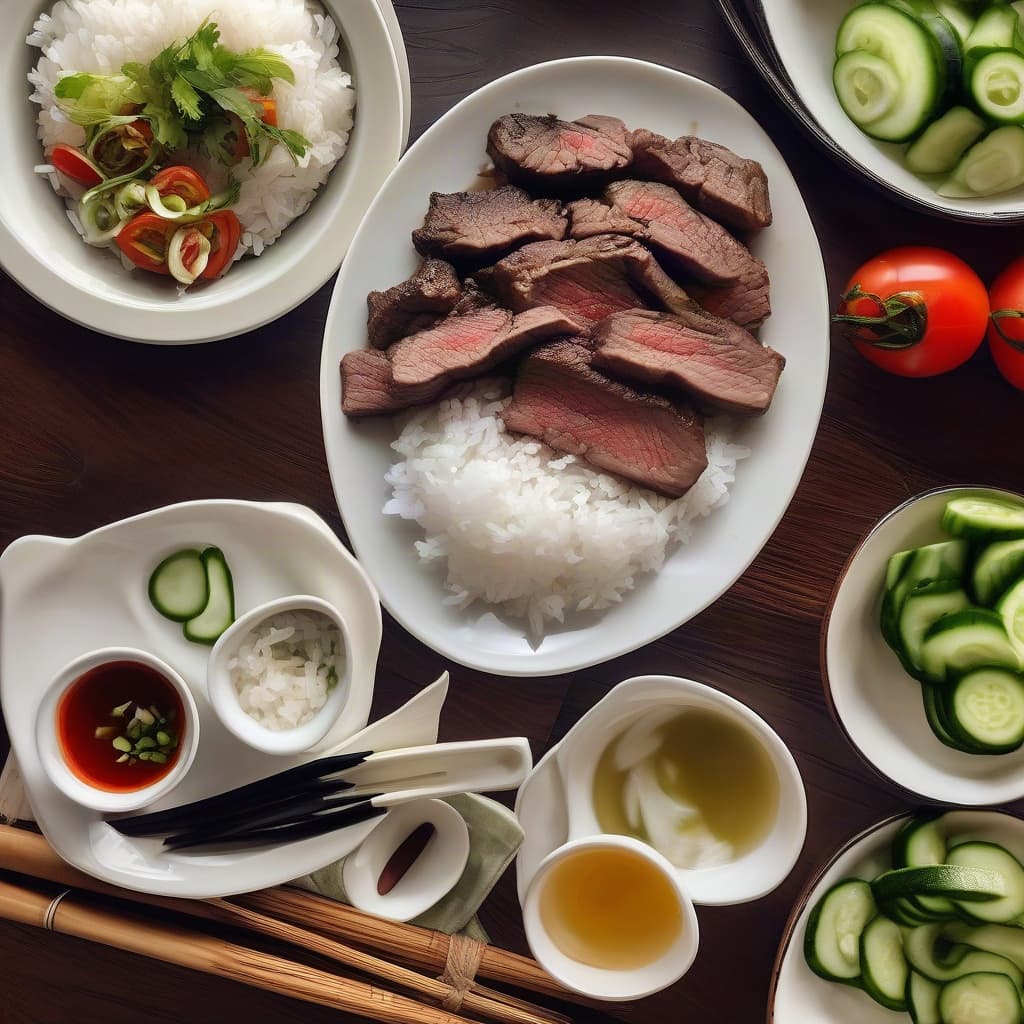 Grilled Beef with Steamed Rice (Cơm Thịt Nướng)