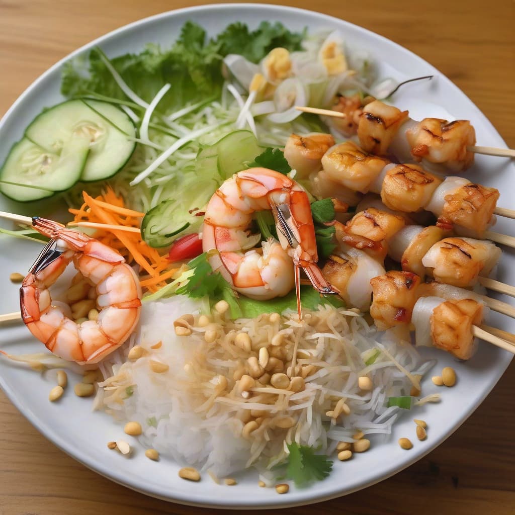Grilled Shrimp & Spring Roll Vermicelli Bowl