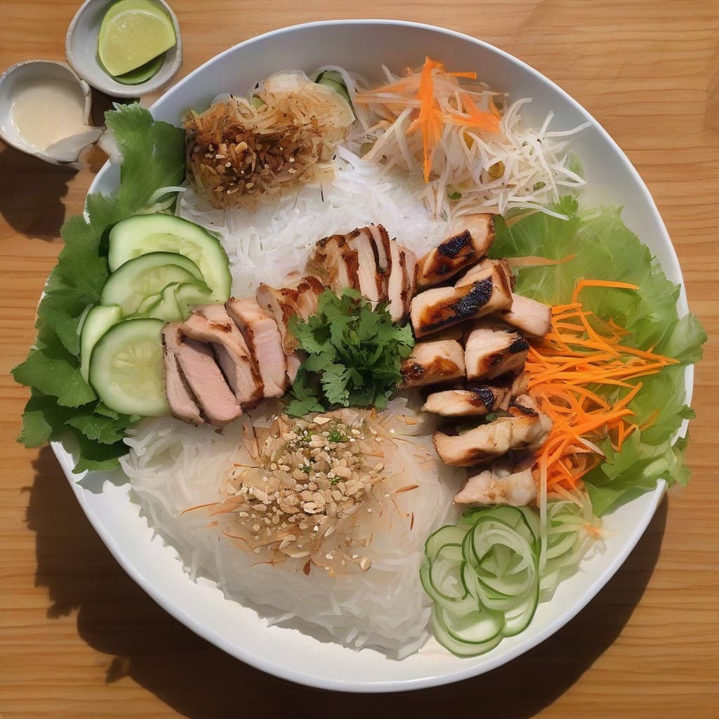 Grilled Pork, Chicken & Spring Roll Vermicelli Bowl