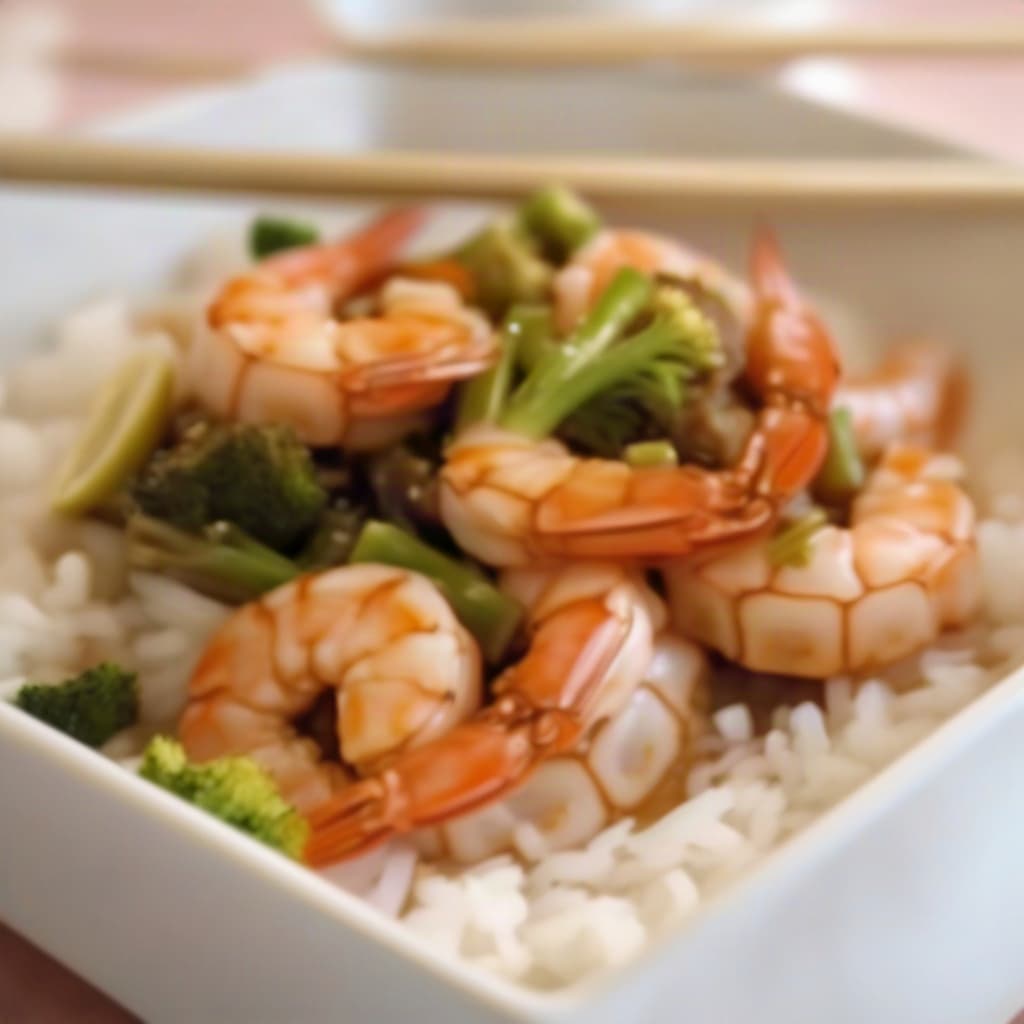 Stir Fried Prawns with Steamed Rice (Tôm Xào)