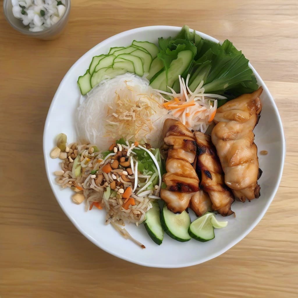 Grilled Chicken & Spring Roll Vermicelli Bowl