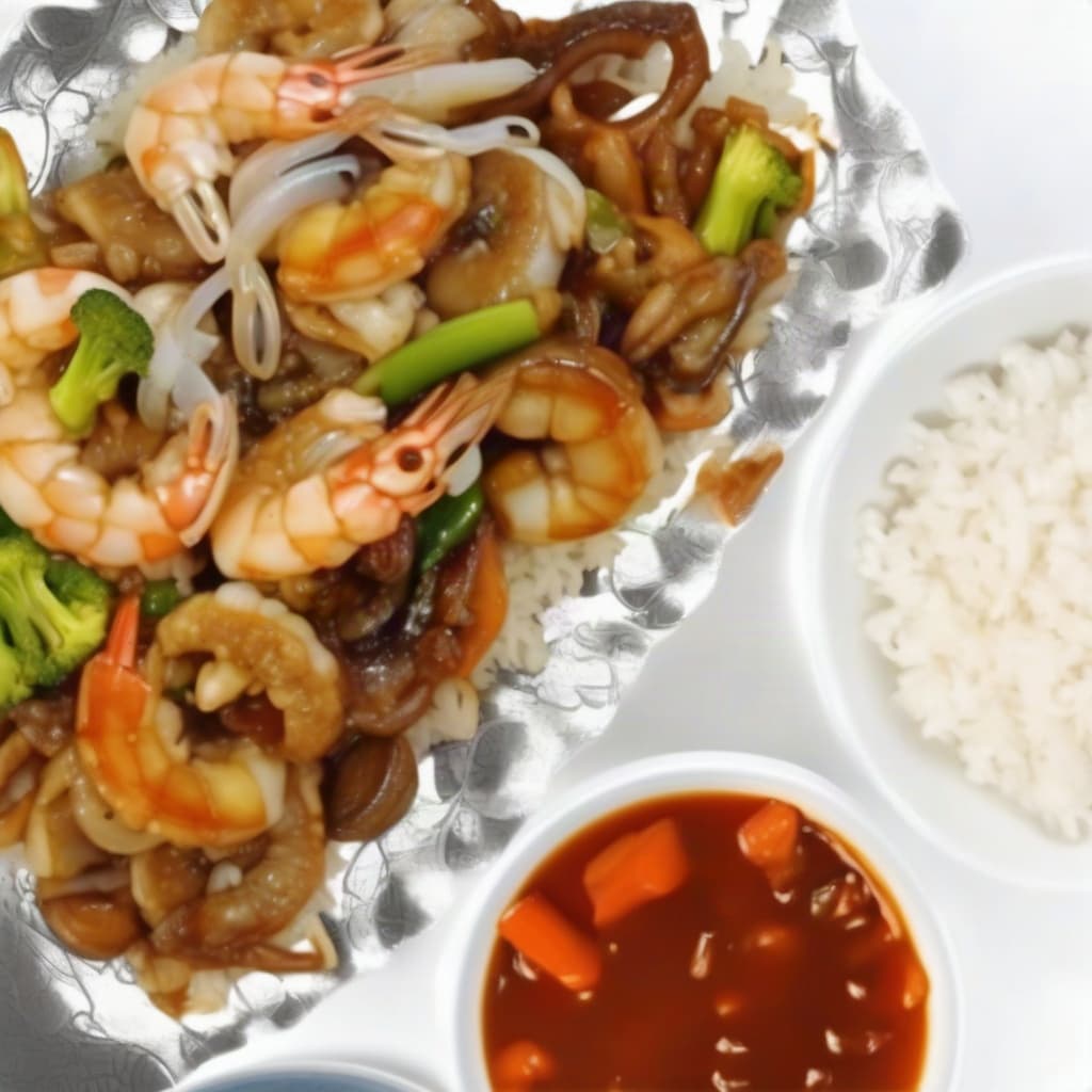 Stir Fried Seafood with Steamed Rice (Hài Sàn Xào)