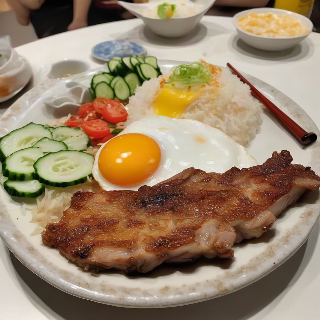Pork Chop, Shredded Pork (Bì), Egg Special Rice (Cơm Đặc Biệt)